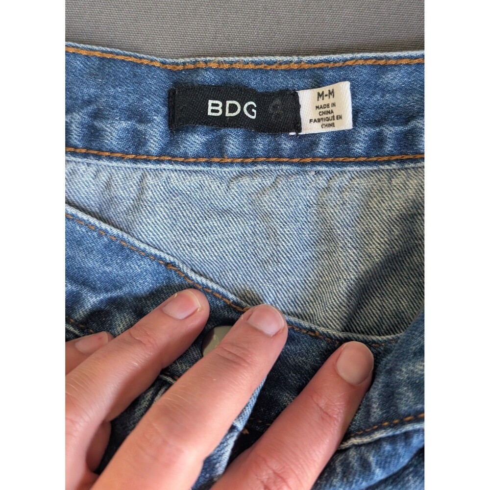 BDG Denim Skirt Medium Wash Blue Jean Snap Button Up With Pockets Women's Size M - Picture 4 of 6